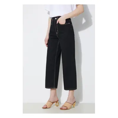 Kenzo jeansy Solid Sumire Cropped damskie high waist FD62DP2236C1.BM