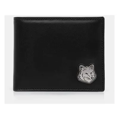 Maison Kitsuné portfel skórzany Fox Head Bifold męski kolor czarny MM05344LR0001