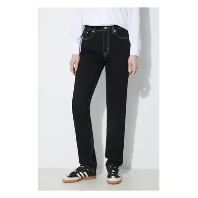 Kenzo jeansy Solid Asagao Straight damskie medium waist FD62DP2106C1.BM