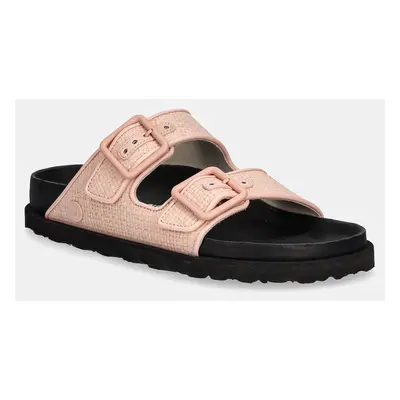 Birkenstock klapki Arizona Raffia Luxe damskie kolor różowy