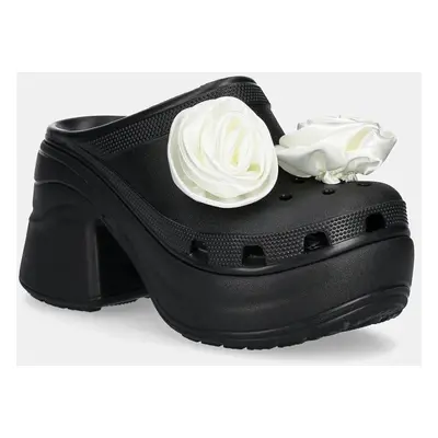 Crocs klapki Siren Rosette Clog damskie kolor czarny na słupku
