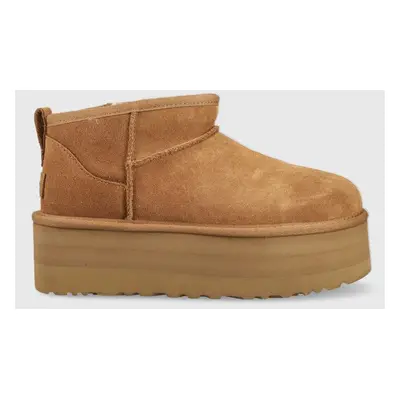 UGG śniegowce zamszowe Classic Ultra Mini Platform 1135092-CHE