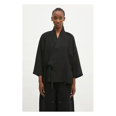 Kenzo kimono Solid Kimono damski kolor czarny gładka FE52VE2539FD.99