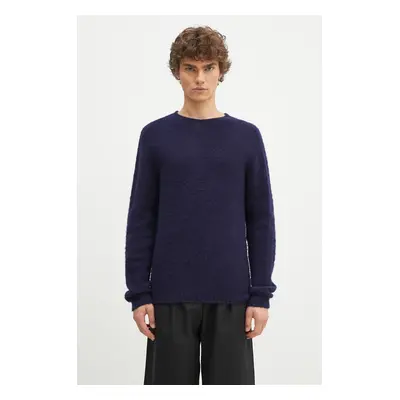 Norse Projects sweter wełniany Birnir Brushed Lambswool męski kolor granatowy ciepły N45.0520.70