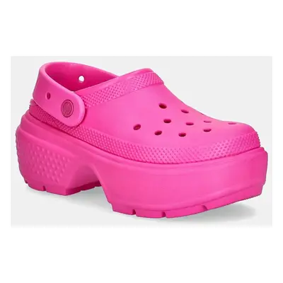 Crocs klapki Stomp Clog damskie kolor różowy na platformie