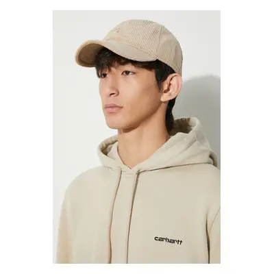 Carhartt WIP czapka z daszkiem bawełniana Harlem Cap kolor beżowy gładka I026890.G1XX