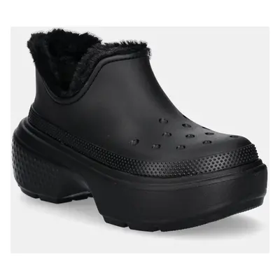 Crocs botki Stomp Lined Shorty Boot damskie kolor czarny na platformie ocieplone 210673.060