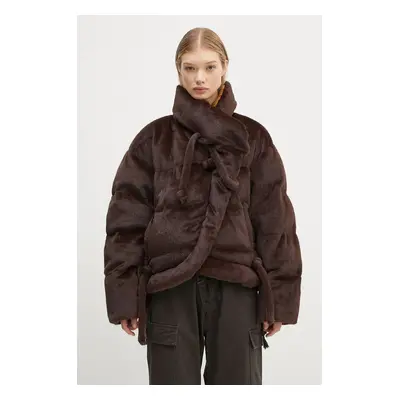 Ottolinger kurtka Furry Strappy Puffer Jacket damska kolor brązowy zimowa