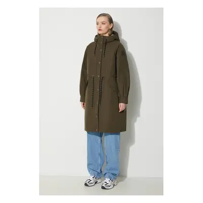 Woolrich kurtka Check Lined Long Parka damska kolor zielony zimowa CFWWOU0854FRUT3490