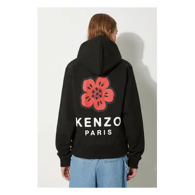 Kenzo bluza Boke Placed damska kolor czarny z kapturem z aplikacją FE62SW1624MT.99J