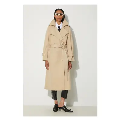 Kenzo trencz Long Kimono Trench damski kolor beżowy przejściowy dwurzędowy FE62MA2179OI.11