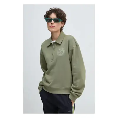 Lacoste bluza bawełniana damska kolor zielony gładka SF2641