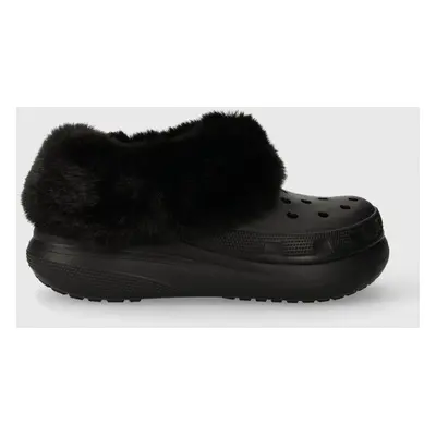 Crocs klapki Furever Crush damskie kolor czarny