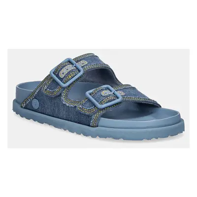 Birkenstock klapki Arizona Stone Washed Denim damskie kolor niebieski