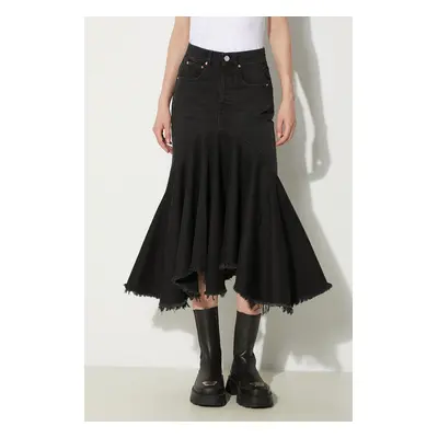 VETEMENTS spódnica jeansowa Denim Midi Skirt kolor czarny mini rozkloszowana WE64SK700B