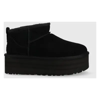 UGG śniegowce zamszowe W Classic Ultra Mini Platform kolor czarny 1135092.BLK