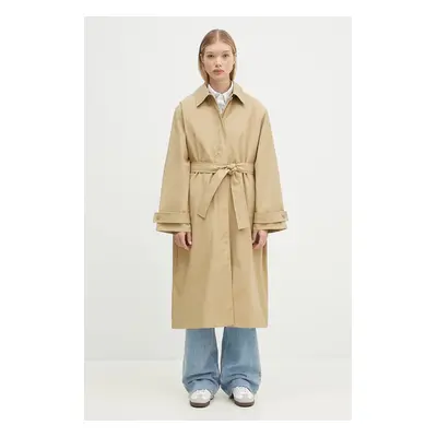 Samsoe Samsoe płaszcz Sarooney damski kolor beżowy przejściowy oversize F24300140