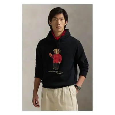 Polo Ralph Lauren bluza bawełniana męska kolor czerwony z kapturem z nadrukiem