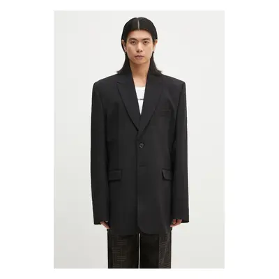 VETEMENTS marynarka wełniana Logo Embroidered kolor czarny UA65JA710B