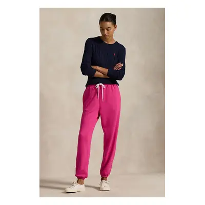 Polo Ralph Lauren spodnie dresowe bawełniane kolor niebieski gładkie