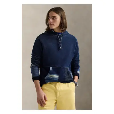 Polo Ralph Lauren bluza bawełniana męska kolor niebieski z kapturem gładka