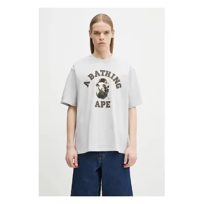 A Bathing Ape t-shirt bawełniany Map Camo College męski kolor szary z nadrukiem 1L30110323