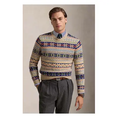 Polo Ralph Lauren sweter wełniany męski kolor beżowy