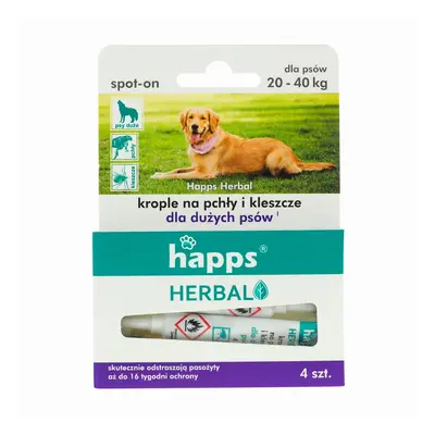 Krople na pchły i kleszcze HAPPS Herbal dla dużych psów 20-40 kg