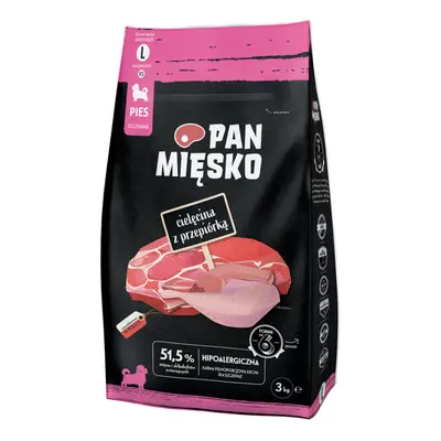 Karma sucha dla psa szczeniak PAN MIĘSKO Cielęcina z przepiórką L 3 kg