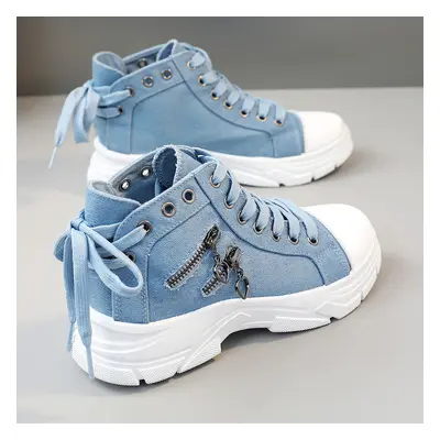 TEMU Buty sportowe na platformie dla kobiet, sznurowane wysokie buty z zamkiem, casualowe buty s