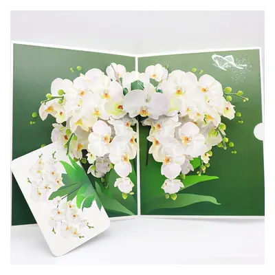TEMU szt. Elegancka Kartka z Wypukłą Białą Orchideą 3D - Idealna na Walentynki, Dzień , Urodziny
