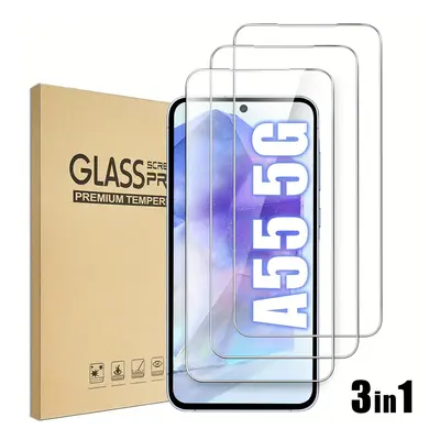 TEMU 3-pak hartowanego szkła ochronnego na do Samsunga Galaxy A55 5G, twardość 9H, wykończenie b