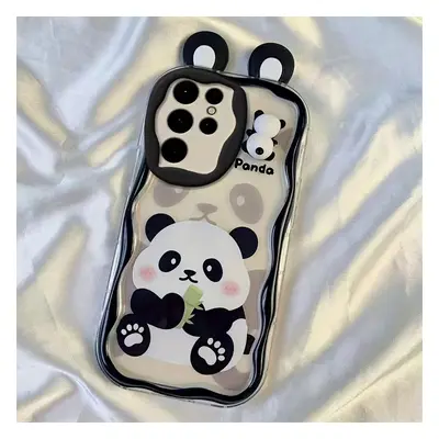 TEMU Etui TPU Panda Design z uszami 3D do Samsung Galaxy S24 Ultra - Ochronna miękka tylna obudo
