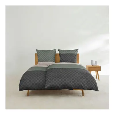 Ibena Komplet pościeli satynowej w kolorze antracytowo-oliwkowym rozmiar: