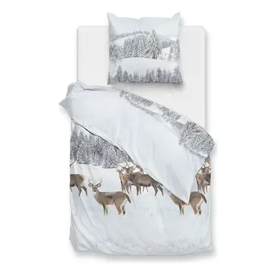 HNL Komplet pościeli flanelowej "Cervo" w kolorze białym rozmiar: