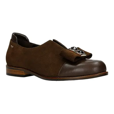 Wojas Skórzane slippersy w kolorze brązowym rozmiar: