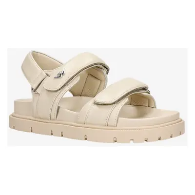 Wojas Skórzane sandały w kolorze beżowym rozmiar: