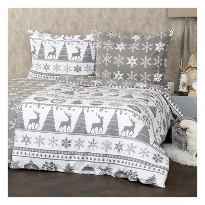 4Home Pościel flanelowa Christmas Time szary, 140 x 220 cm, 70 x 90 cm