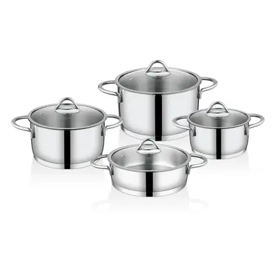 4Home 8-częściowy zestaw garnków Vision, szklane pokrywki