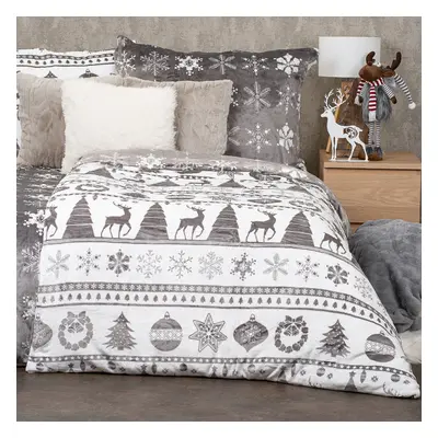 4Home Świąteczna pościel mikroflanela Christmas time szary, 160 x 200 cm, 70 x 80 cm