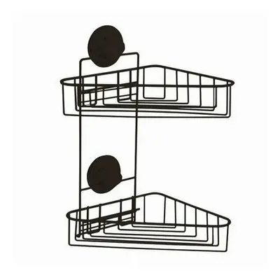 Compactor Podwójna półka rogowa do łazienki Bestlock Black, 23,5 x 22 x 36 cm