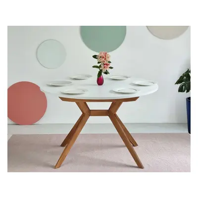 Okrągły rozkładany stół jadalniany 110cm Biju Kawa z Mlekiem Jesion