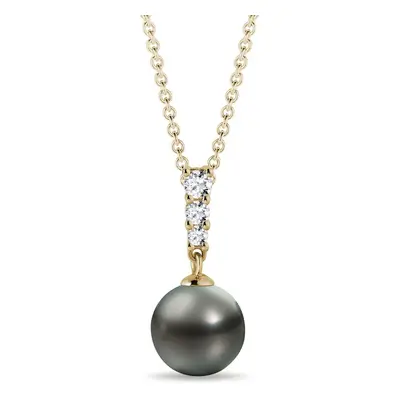 Zawieszka z żółtego złota z perłą tahitańską i diamentami KLENOTA