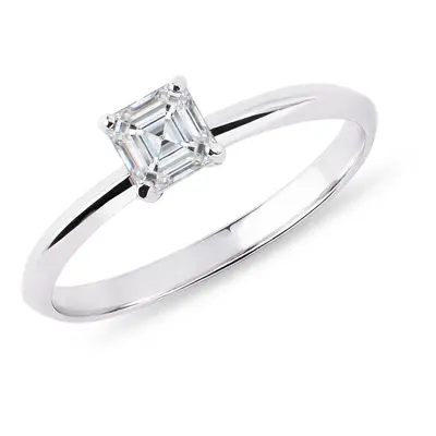 Pierścionek z białego złota z diamentem w szlifie Asscher KLENOTA