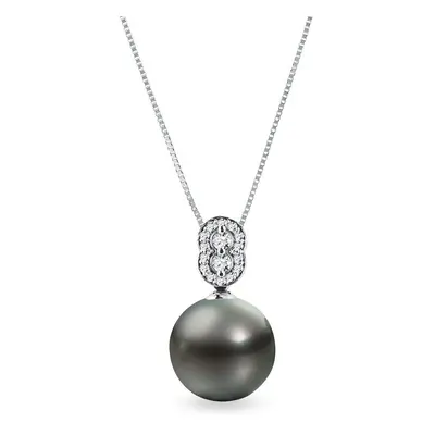 Naszyjnik z białego złota z diamentami i tahitańskimi perłami KLENOTA