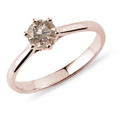Pierścionek zaręczynowy z różowego złota z szampańskim diamentem w stylu Solitaire KLENOTA