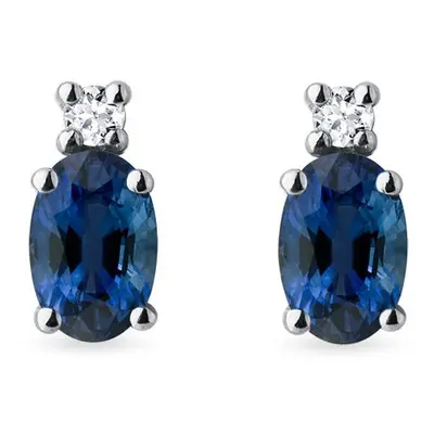 Kolczyki z małymi diamentami i szafirami w białym złocie KLENOTA