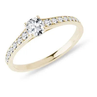 Pierścionek zaręczynowy z żółtego złota z brylantami KLENOTA