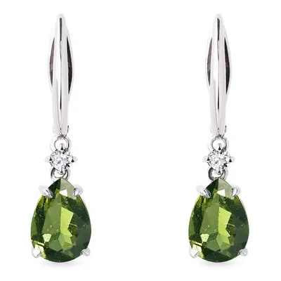 Kolczyki z Moldavite i diamentów w białym złocie KLENOTA