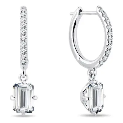 Kolczyki z białego złota z diamentami o szlifie szmaragdowym KLENOTA